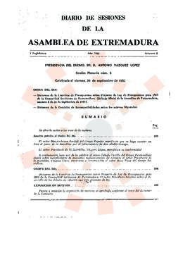 19830930_Diario de Sesiones de la Asamblea de Extremadura I Legislatura