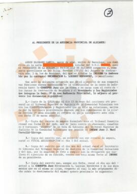 19960718_Barcelona_Correspondencia de D. Abdon Bejarano García al Presidente de la Audiencia Prov...