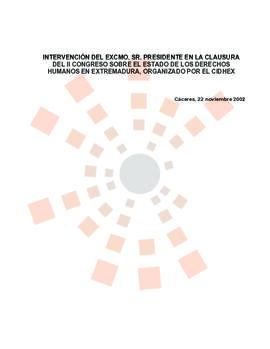 20021122_Cáceres_Intervención del Presidente en el II Congreso sobre El estado de los Derechos Hu...