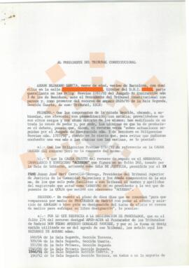 19960725_Barcelona_Correspondencia de D. Abdon Bejarano García al Presidente del Tribunal Constit...