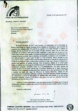 19930921_Mérida-Bruselas_Correspondencia al Director General de Política Regional de la Comisión ...