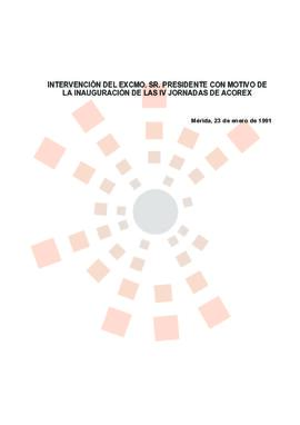 19910123_Mérida_Intervención del Presidente en las IV Jornadas de la Agrupación de Cooperativas d...