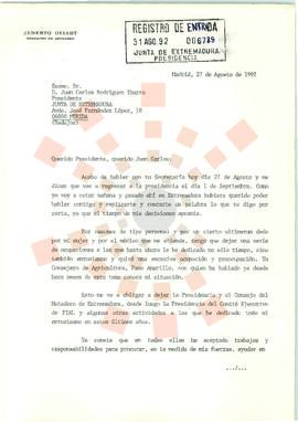 19920827_Madrid-Mérida_Correspondencia de D. Alberto Oliart