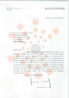 19920402_Mérida_Correspondencia a Valentín García Gómez