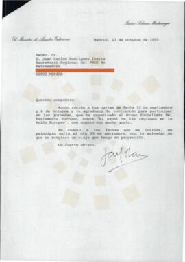 19931013_Madrid-Mérida_Correspondencia del Ministro de Asuntos Exteriores.