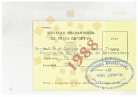 1988_Malpartida de Cáceres_Tarjeta de socio: Sociedad Malpartideña de Pesca Deportiva