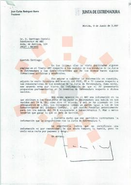 19920609_Mérida_Correspondencia del Presidente a D. Santiago Castelo