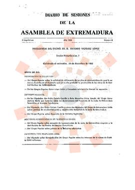 19831221_Diario de Sesiones de la Asamblea de Extremadura I Legislatura