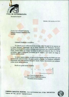 19931006_Mérida-Maguncia_Correspondencia al Ministro-Presidente de Renania-Palatinado (Alemania).