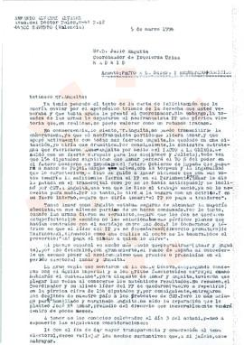 19960305_Valencia_Correspondencia de D. Armando Álvarez Álvarez a D. Julio Anguita