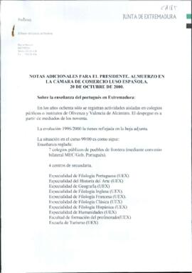 Notas adicionales de SÁNCHEZ AMOR, Ignacio para RODRÍGUEZ IBARRA, Juan Carlos, con motivo del alm...
