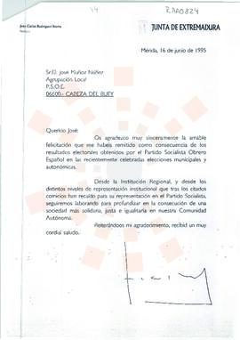 19950616_Mérida-Cabeza del Buey_Correspondencia a la Agrupación Local del PSOE de Cabeza del Buey.