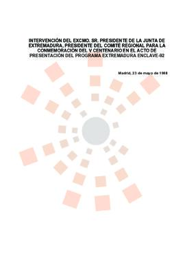 19880523_Madrid_Intervención del Presidente en el Comité Regional de Extremadura "Extremadur...