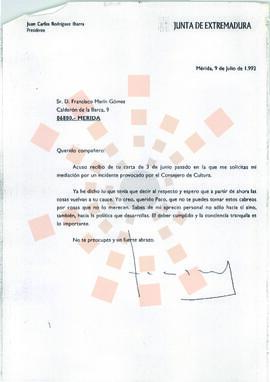 19920709_Mérida_Correspondencia a D. Francisco Marín Gómez