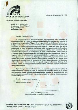 19930927_Mérida-Montpellier_Correspondencia al Presidente del Consejo Regional de Languedoc-Rouss...