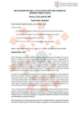 20070424_Talarrubias_Intervenciones con motivo de la inauguración del Hospital Siberia-Serena Este.