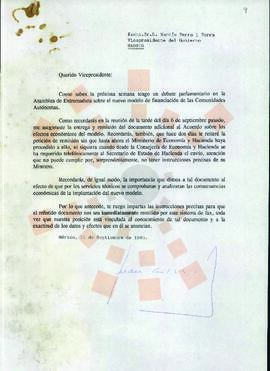 19930911_Mérida-Madrid_Correspondencia al Vicepresidente del Gobierno.