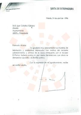 19960424_Mérida_Correspondencia a D. Juan Ceballos Galeano