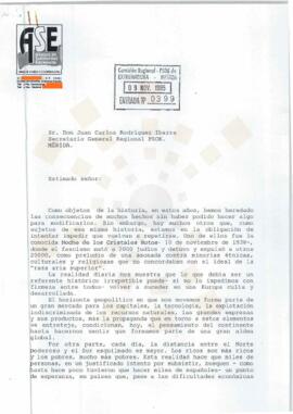 19951030_Aldeacentenera-Mérida_Correspondencia del Presidente de la Alianza de Solidaridad Extrem...