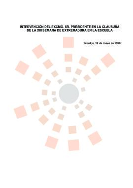 19900512_Montijo_Intervenciones del Presidente en la XIII Semana de Extremadura en la Escuela.