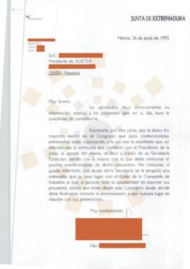 19950626_Mérida-Plasencia_Correspondencia de la Presidencia de la Junta de Extremadura al Preside...