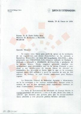 19940128_Mérida-Madrid_Correspondencia al Ministro de Economía y Hacienda.