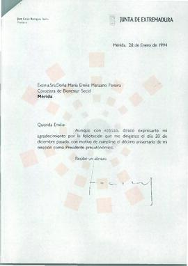 19940128_Mérida_Correspondencia a la Consejera de Bienestar Social.