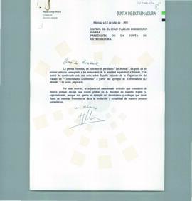 19930715_Mérida_Correspondencia del Consejero de Economía y Hacienda.