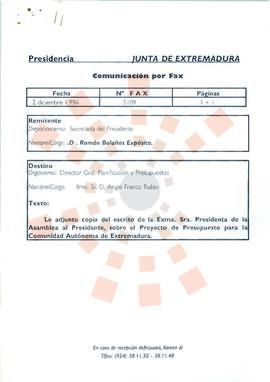 19961202_Fax de D. Román Bolaños Expósito a D. Ángel Franco Rubio