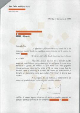 19940131_Mérida-Oviedo_Correspondencia a una ciudadana.