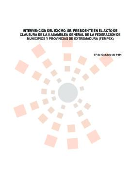19911017_Mérida_Intervención del Presidente en la II Asamblea General de la Federación de Municip...