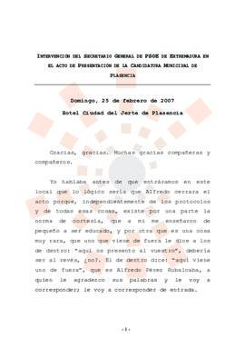 20070225_Plasencia_Intervención del Presidente en la Presentación de la Candidatura Municipal