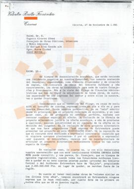 19911127_Cáceres_Correspondencia de D. Valentín Pinilla Fernández a D. Eugenio Álvarez Gómez