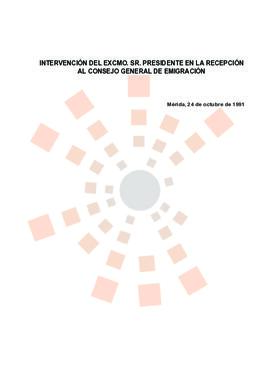 19911024_Mérida_Intervención del Presidente ante el Consejo General de Emigración.