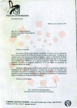 19931006_Mérida-Bruselas_Correspondencia al Director General de Política Regional de la Comisión ...