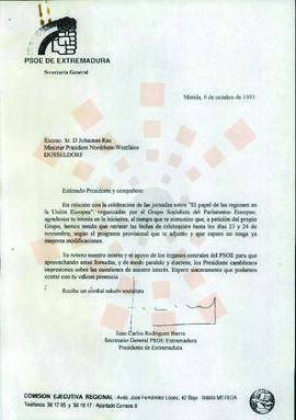 19931006_Mérida-Düsseldorf_Correspondencia al Ministro-Presidente de Renania del Norte-Westfalia ...