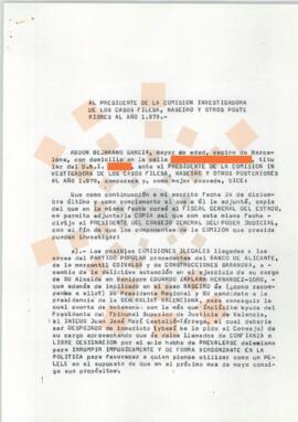 19950219_Barcelona_Correspondencia de D. Abdon Bejarano García al Presidente de la Comisión Inves...