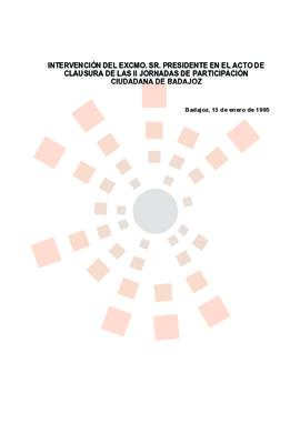 19950113_Badajoz_intervención del Presidente en las II Jornadas de Participación Ciudadana.