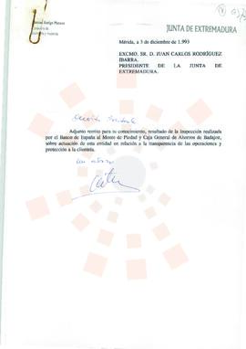 19931203_Mérida_Correspondencia del Consejero de Economía y Hacienda.