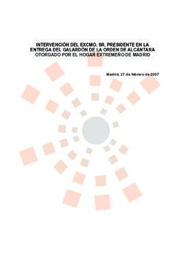 20070227_Madrid_Intervención del Presidente en la recogida del Galardón de la Orden de Alcántara.