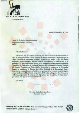 19931006_Correspondencia al Ministro de Asuntos Exteriores.