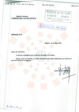 19950530_Bruselas-Mérida_Correspondencia de una miembro del Comité de las Regiones de Europa.