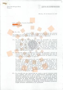 19920220_Mérida_Correspondencia a Valentín Pinilla Fernández