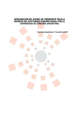 20070417_Córdoba (Argentina)_Intervención del Presidente en su nombramiento como Doctor Honoris C...
