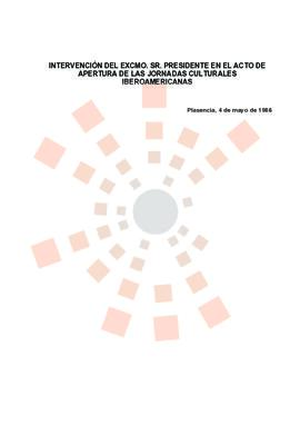 19860504_Plasencia_Intervención del Presidente en las Jornadas Culturales Iberoamericanas.