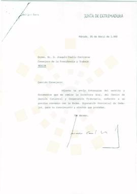 19930426_Mérida_Correspondencia al Consejero de Presidencia y Trabajo.