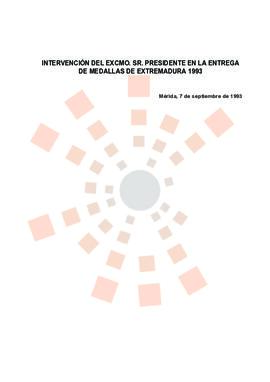 19930907_Mérida_Intervención del Presidente en la Entrega de las Medallas de Extremadura.