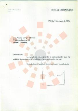 19960305_Mérida_Correspondencia a D. Arturo Enrique Sánchez