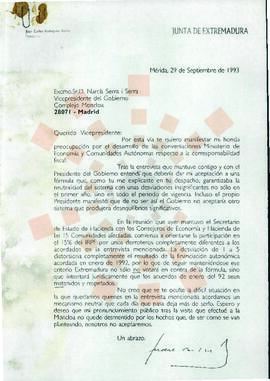 19930929_Mérida-Madrid_Correspondencia al Vicepresidente del Gobierno.