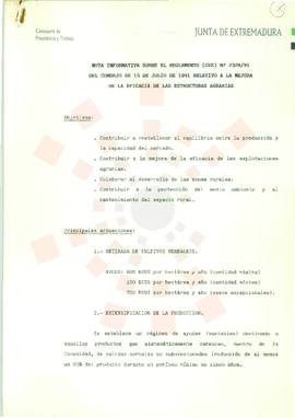 Nota informativa del reglamento (CEE) Nº 2328/91, relativo a la mejora de la eficacia de estructu...